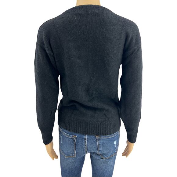 The Newsletter SMALL VINTAGE 90s Sweater Black Silk Angora Wool Floral Sequin - Picture 4 of 6